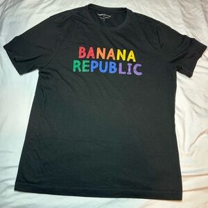 Banana Republic Black Tee with Colorful Logo